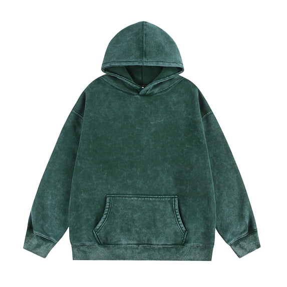 Xzbqbs Hoodies for Men Oversized Long Sleeve Acid Wash Fleece Warm Pullover Fashion Vintage Light Fall Winter Sweatshirt with Pocket