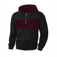 thumbnail image 1 of Xzbqbs Hoodies for Men Quarter Zip Up Sweatshirts Long Sleeve Pullover Patchwork Plaid Jacquard Hoodie Casual Drawstring Hoodies, 1 of 6