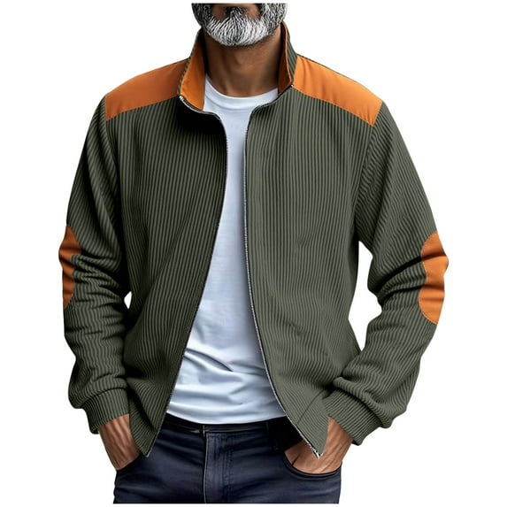 Xzbqbs Jacket for Men Casual Full Zip Up Stand Collar Sport Coats Fashion Lightweight Color Block Jacket Spring Fall Jackets