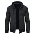 thumbnail image 1 of Xzbqbs Jacket for Men Knitted Jacquard Sweater Jacket Casual Classic Fit Ribbed Edge Coat Lightweight Full Zip Hooded Jacket, 1 of 5