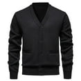 thumbnail image 1 of Xzbqbs Jackets for Men Button Down V Neck Knitted Sweater Coat Casual Lightweight Slim Fit Solid Stretch Cardigan Jacket with Pocket, 1 of 5