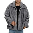thumbnail image 1 of Xzbqbs Jackets for Men Casual Faux Fur Coat Plush Warm Winter Thermal Furry Jacket Fashion Lightweight Cozy Fuzzy Fake Fur Jacket, 1 of 8