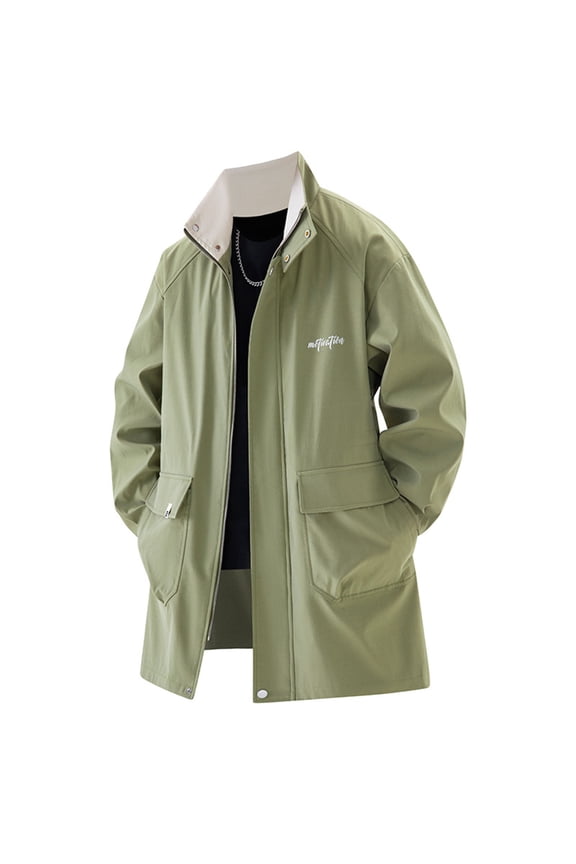 Jackets for Men Casual Full Zip Up Windproof Long Coat Fashion Lightweight Double Breasted Trench Jacket Business Jackets