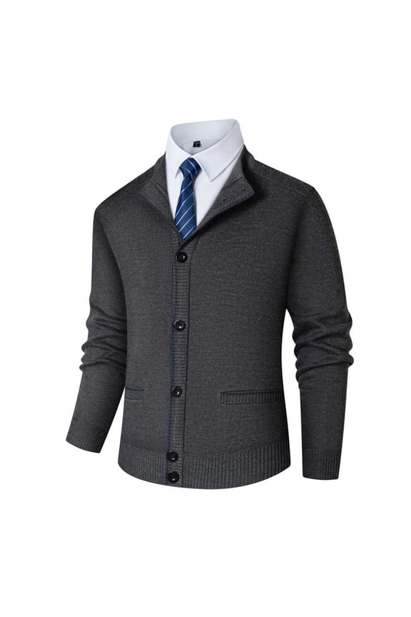 Jackets for Men Casual Knitted V Neck Cardigan Sweaters Coat Button Down Slim Jacket Collared Soft Sweaters Coat with Pocket