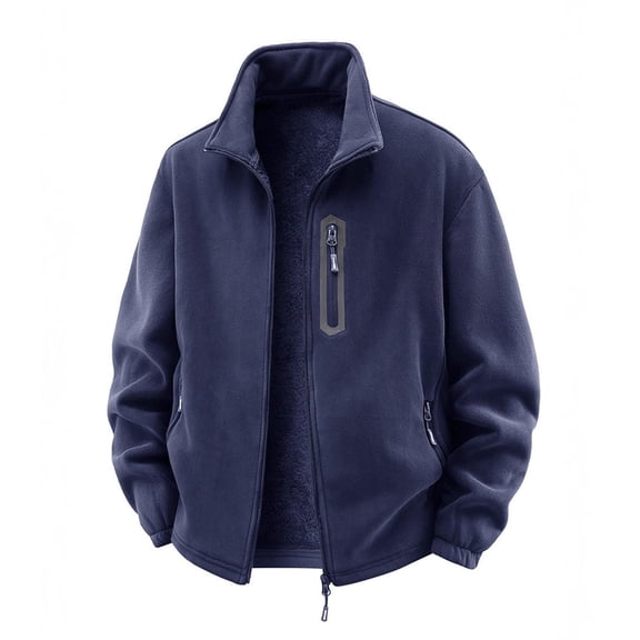 Xzbqbs Jackets for Men Full Zip Fleece Lined Warm Work Coat Fashion Windbreaker Lightweight Collared Jacket with Zipper Pocket