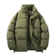 thumbnail image 1 of Xzbqbs Jackets for Men Long Sleeve Zip Up Warm Quilted Jacket Insulated Winter Casual Puffer Coats Fashion Solid Warm Down Jacket, 1 of 3