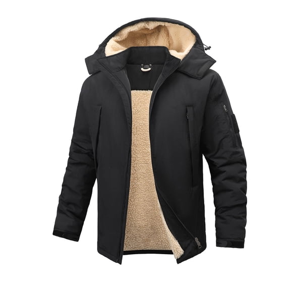 Xzbqbs Jackets for Men Winter Skiing Jackets Water Resistant Fleece Thickened Warm Hooded Raincoats Mountain Windproof Rain Jacket