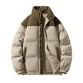 thumbnail image 1 of Xzbqbs Jackets for Men Winter Windbreaker Corduroy Puffer Jacket Stand Collar Thicken Warm Quilted Jacket Solid Bubble Coat Parkas, 1 of 4