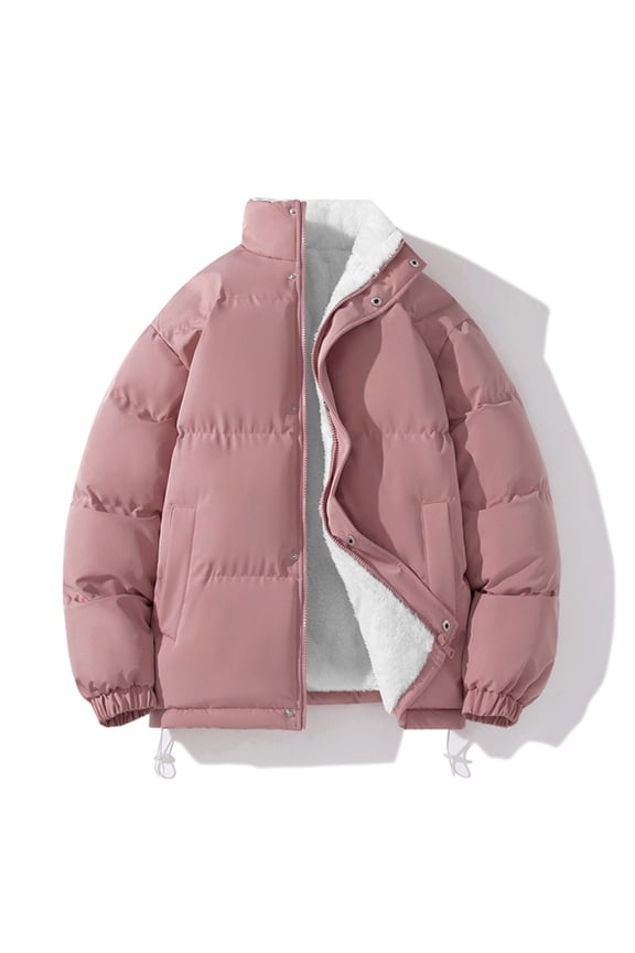 Jackets for Men Zip Up Fleece Lined Warm Quilted Jacket Fashion Insulated Winter Casual Puffer Coats Solid Warm Down Jacket