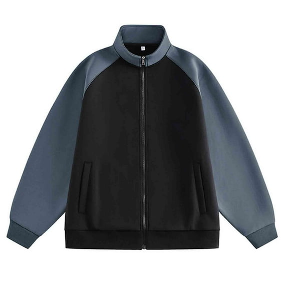 Xzbqbs Jackets for Men Zip Up Loose Fit Bomber Jacket Casual Fashion Varsity Coat Classic Lightweight Color Block Flight Jacket