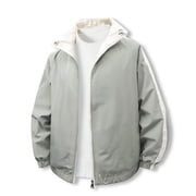 Xzbqbs Jackets for Men Zip Up Loose Fit Coat Casual Reversible Lightweight Workout Jacket Fashion Stand Collar Color Block Jacket
