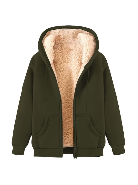 Jackets for Men Zip Up Warm Sherpa Fleece Lined Fall Winter Hooded Sweat Jackets Casual Cozy Fuzzy Insulated Coats with Pocket