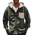 thumbnail image 1 of Xzbqbs Jaskets for Men Button Down Corduroy Hooded Jacket Casual Fashion Slim Fit Coat Lightweight Drawstring Jacket with Pocket, 1 of 5