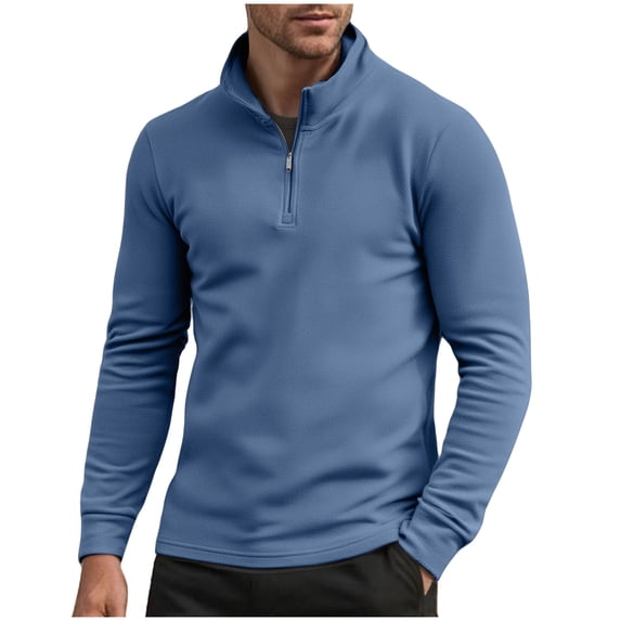 Xzbqbs Long Sleeve Shirts for Men Casual Quarter Zip Slim Fit Fleece Pullover Tops Fashion Fall Warm Training Running Shirts