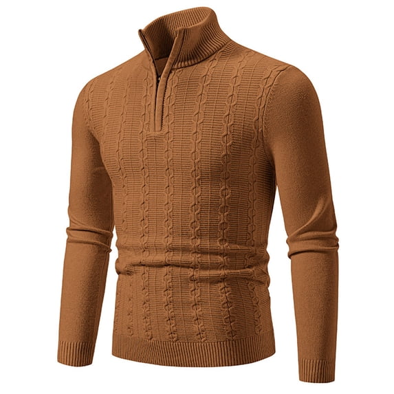 Xzbqbs Long Sleeve Shirts for Men Knitted Jacquard Casual Slim Fit Sweater Pullover Tops Fashion Lightweight Stand Collared Shirts