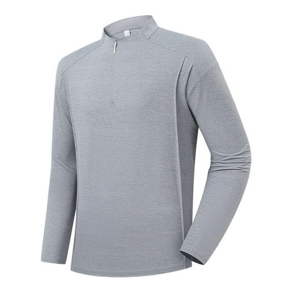 Xzbqbs Long Sleeve Shirts for Men Quarter Zip Sun Protection Stretch Pullover Tops Fashion Muscle Fit Lightweight Running Shirts