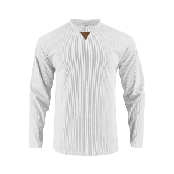 Xzbqbs Long Sleeve shirts for Men Corduroy Slim Fit Crew Neck Pullover Tops Casual Fashion Lightweight Solid Color Fall Shirts