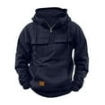 thumbnail image 1 of Xzbqbs Men Hoodies Quarter Zip Long Sleeve Drawstring Workout Pullover Sport Outdoor Winter Tactical Sweatshirts with Pocket, 1 of 4