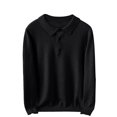 thumbnail image 1 of Xzbqbs Men Knit Polo Shirts Long Sleeve Casual Button Solid Color Pullover Tops Fashion Lightweight Slim Fit Sweater Shirts for Men, 1 of 5