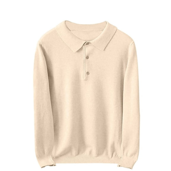 Xzbqbs Men Knit Polo Shirts Long Sleeve Casual Button Solid Color Pullover Tops Fashion Lightweight Slim Fit Sweater Shirts for Men