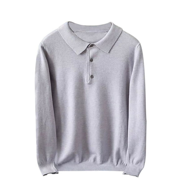 Xzbqbs Men Knit Polo Shirts Long Sleeve Casual Button Solid Color Pullover Tops Fashion Lightweight Slim Fit Sweater Shirts for Men