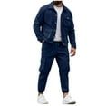 thumbnail image 1 of Xzbqbs Men's 2 Piece Workwear Set Button Down Polo Sweatshirt & Joggers Sweatpants Casual Tracksuit Set Active Jogging Sweatsuit, 1 of 7