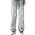 thumbnail image 1 of Xzbqbs Men's Baggy Jeans Wide Leg Hip Hop Jeans Streetwear Loose Fit Ripped Denim Pants Elastic Waist Drawstring Distressed Pants, 1 of 5