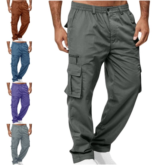 Xzbqbs Men's Cargo Work Hiking Pants Lightweight Water Resistant Quick Dry Fishing Pants Travel Outdoor Pants with Multi Pockets