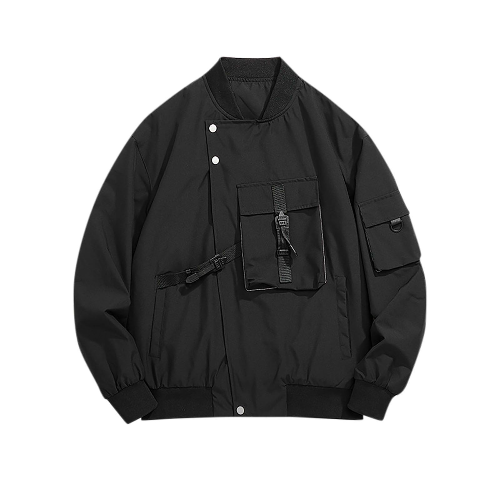 Xzbqbs Men's Casual Bomber Jacket Full Zip Outdoor Solid Color Y4k