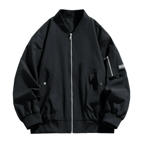 Xzbqbs Men's Casual Bomber Jacket Full Zip Up Lightweight Windbreaker Outdoor Workwear Jacket Fashion Solid Color Flight Jacket