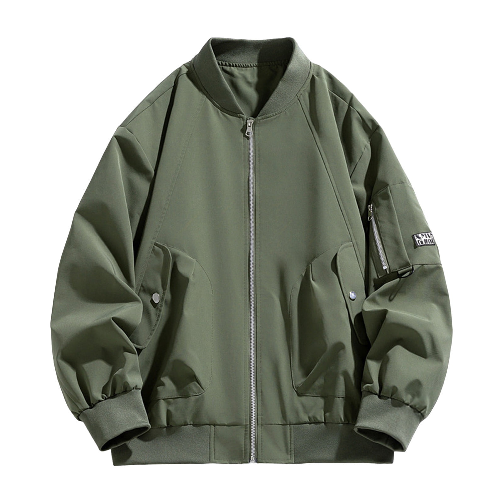 Xzbqbs Men's Casual Bomber Jacket Full Zip Up Lightweight