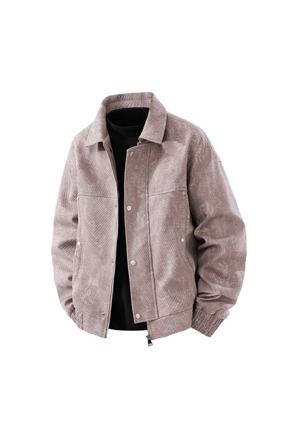 Men's Casual Bomber Jacket Full Zip Up Waffle Vintage Outdoor Sport Work Coat Fashion Solid Color Flight Jacket with Pocket