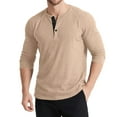 thumbnail image 1 of Xzbqbs Men's Casual Henley Shirts Long Sleeve Basic Tee Vintage Button Henley Soild T-Shirts for Men Waffle Lightweight Shirts, 1 of 2