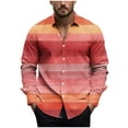 thumbnail image 1 of Xzbqbs Men's Casual Long Sleeve Polo Shirt Button Down Striped Printed Lapel Tops Classic Fit Fashion Soft Golf Shirts for Men, 1 of 5