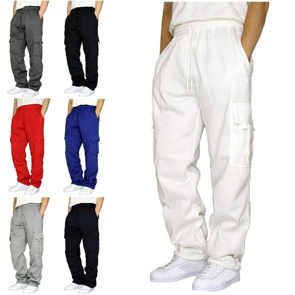 Xzbqbs Men's Casual Sweatpants Elastic Waist Drawstring Tapered Pants Joggers Athletic Trousers Straight Loose Fit Sweatpants for Men