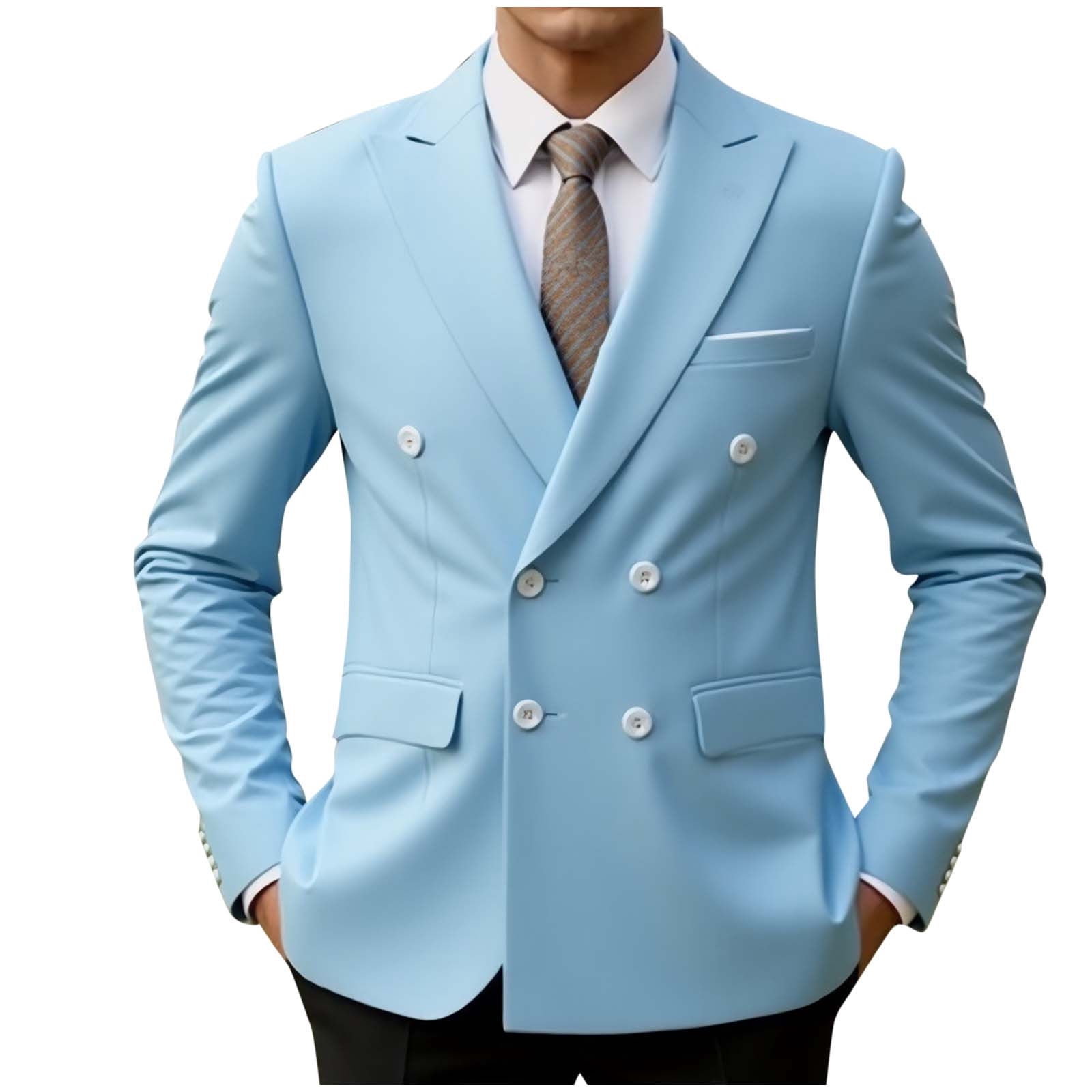 Xzbqbs Men's Double Breasted Suits Slim Fit Tuxedo Jacket Lightweight ...