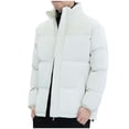 thumbnail image 1 of Xzbqbs Men’s Down Jacket Casual Zip Up Warm Puffer Jacket Winter Solid Coats Water Resistant Windproof Insulated Jacket for Men, 1 of 5