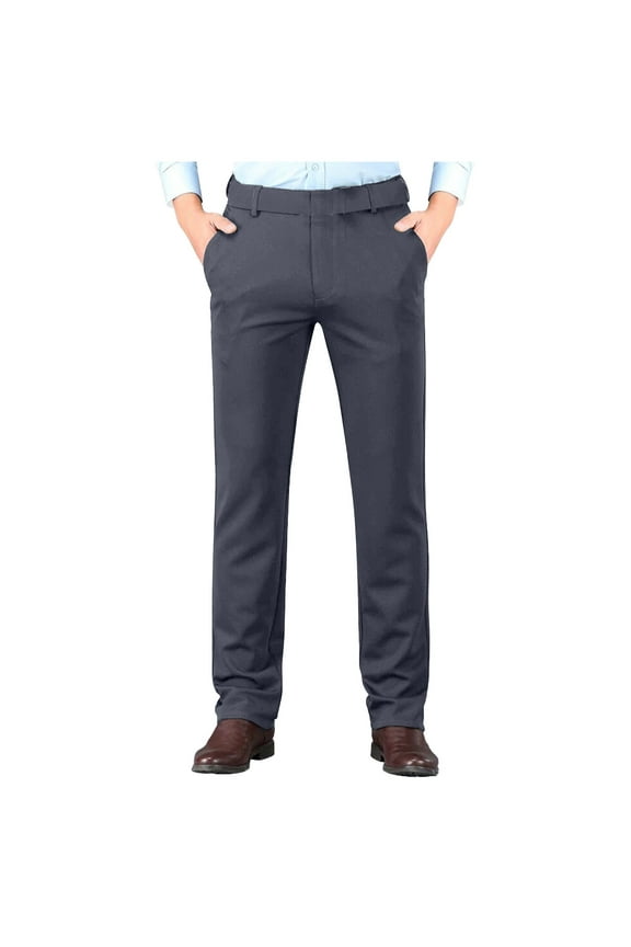 Men's Dress Pants Classic Fit Flex Expandable Waist Flat Front Pants Straight Leg Wrinkle Free Formal Business Pants for Men
