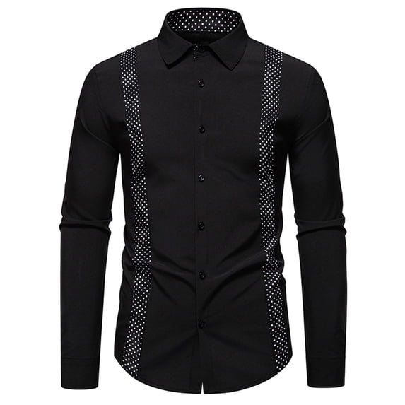 Xzbqbs Men's Dress Shirt Long Sleeve Casual Button Down Shirts Regular Fit Inner Contrast Shirt for Business Party Golf Shirts