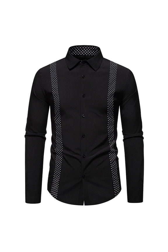 Men's Dress Shirt Long Sleeve Casual Button Down Shirts Regular Fit Inner Contrast Shirt for Business Party Golf Shirts