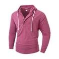 thumbnail image 1 of Xzbqbs Men's Fashion Hooded Collar Drawstring Hoodies Pullover Muscle Workout Sweatshirt Solid Color Pullover Top Button Hoodies, 1 of 8