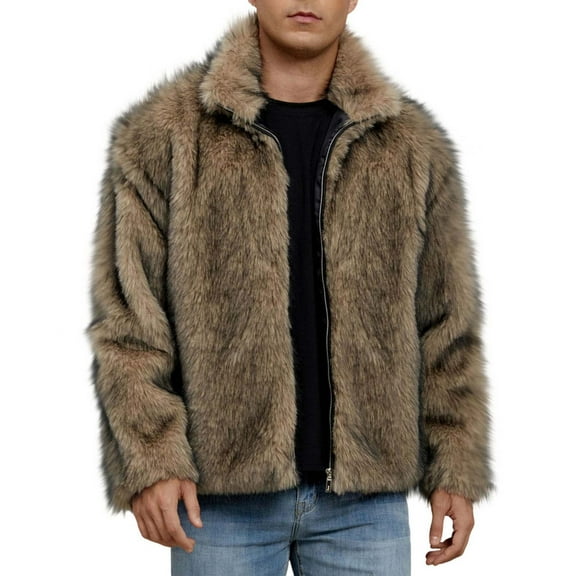 Xzbqbs Men's Faux Fur Jacket Fuzzy Fleece Open Front Cardigan Jackets Casual Fleece Jacket Fashion Winter Warm Coats with Pockets