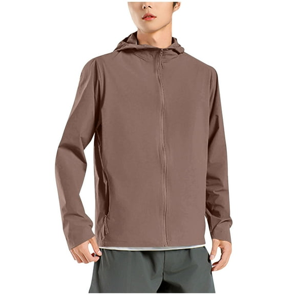 Xzbqbs Men's Fishing Jacket Sun Protection Hiking Hooded Coat Lightweight Full Zip Softshell Riancoat Outdoor Jackets for Men