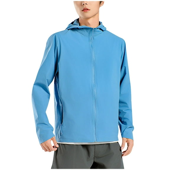Xzbqbs Men's Fishing Jacket Sun Protection Hiking Hooded Coat Lightweight Full Zip Softshell Riancoat Outdoor Jackets for Men