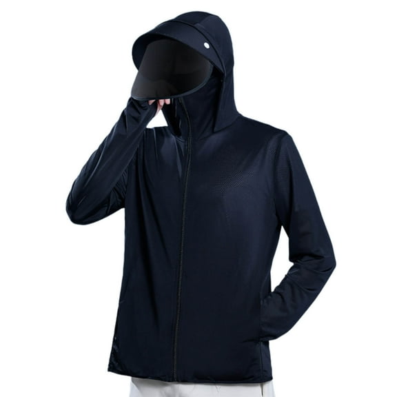 Xzbqbs Men's Fishing Jacket UPF 50 Sun Protection Breathable Hooded Coat Quick Dry Hiking Outdoor Jackets for Men with Face Mask