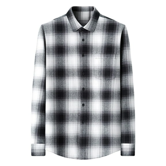 Xzbqbs Men's Flannel Shirts Casual Button Down Plaid Shirt Long Sleeve Shacket Fashion Lightweight Shirts for Men with Pocket