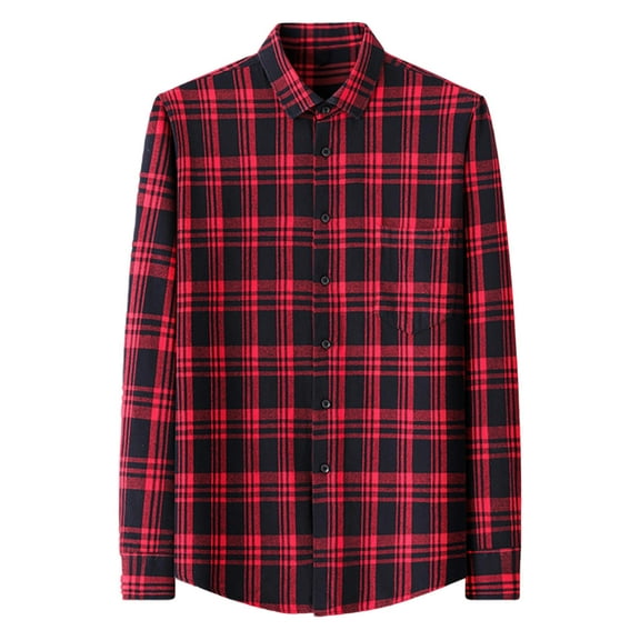 Xzbqbs Men's Flannel Shirts Casual Button Down Plaid Shirt Long Sleeve Shacket Fashion Lightweight Shirts for Men with Pocket