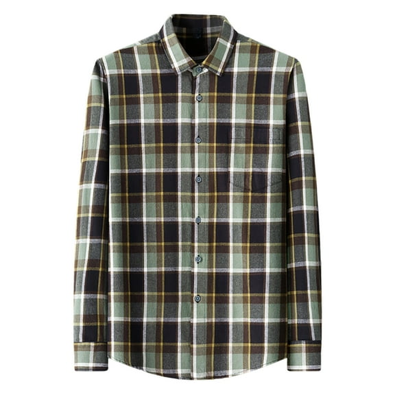 Xzbqbs Men's Flannel Shirts Casual Button Down Plaid Shirt Long Sleeve Shacket Fashion Lightweight Shirts for Men with Pocket