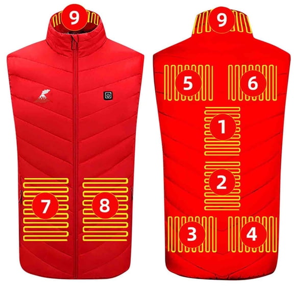 Xzbqbs Men's Heated Jacket Printed Heated Thermal Vest Coat with 9 Heating Zones Winter Warm Hoodless Jackets without Battery Pack