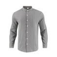 thumbnail image 1 of Xzbqbs Men's Henley Shirts Cotton Linen Long Sleeve Button Down Shirt Casual Stylis Lightweight V Neck Solid Color Shirts for Men, 1 of 7